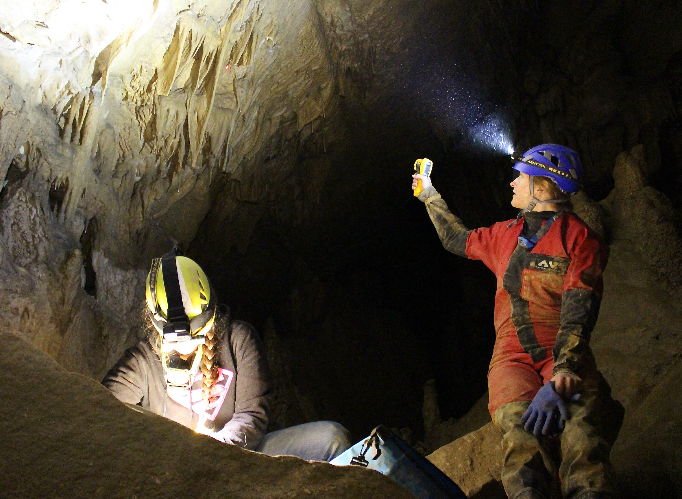 recording the temperature of caves