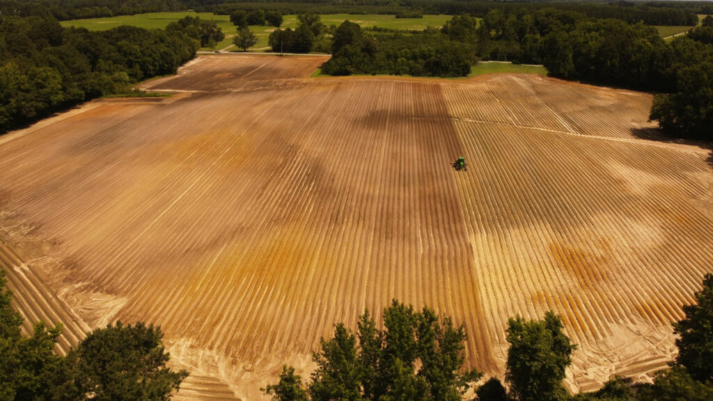 drone image of agricultural field