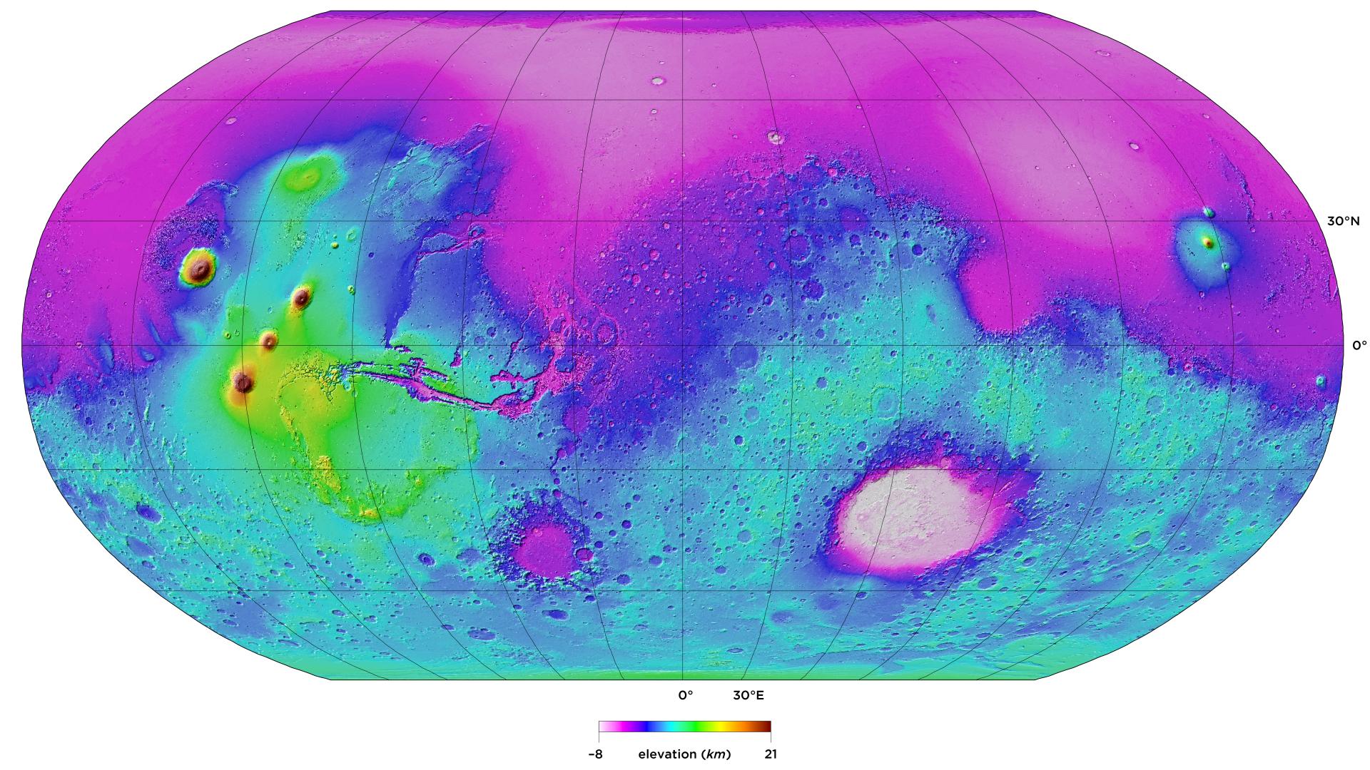 topographic data from Mars