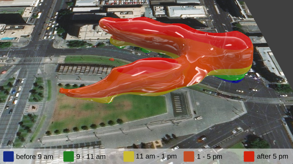 an isosurface of pedestrian density voxel